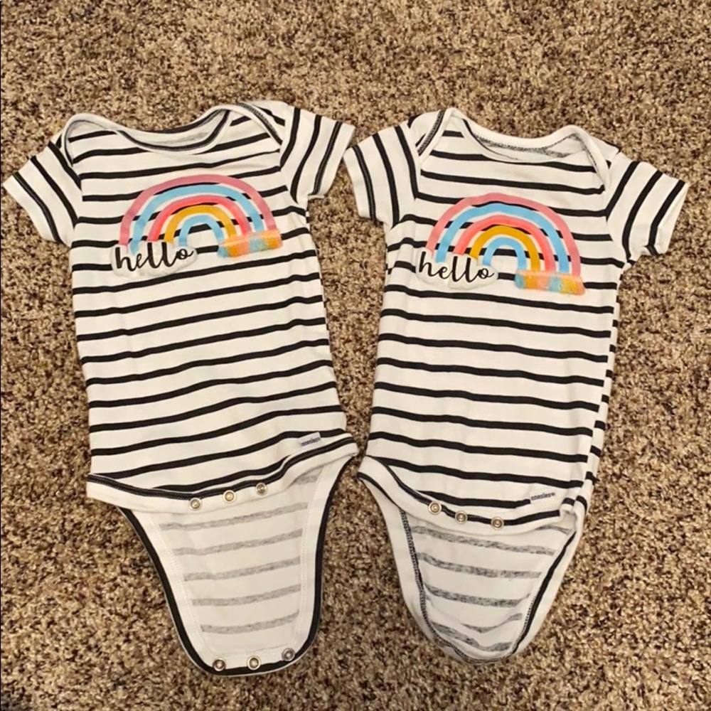Matching/ twin baby girl 3-6 month onesies